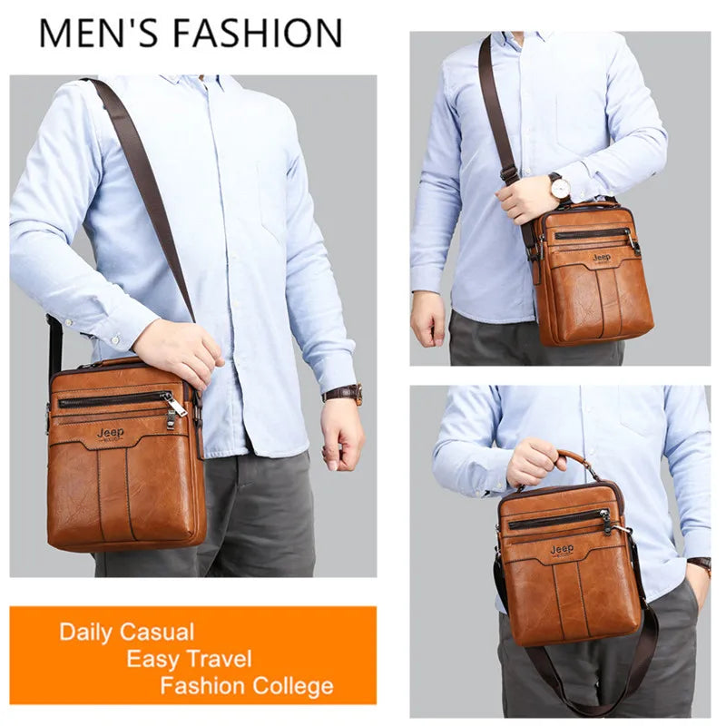 JEEP BULUO Hot Men's Crossbody Shoulder Bags Split Leather Handbag Fashion Business Man Messenger Bag High quality Tote