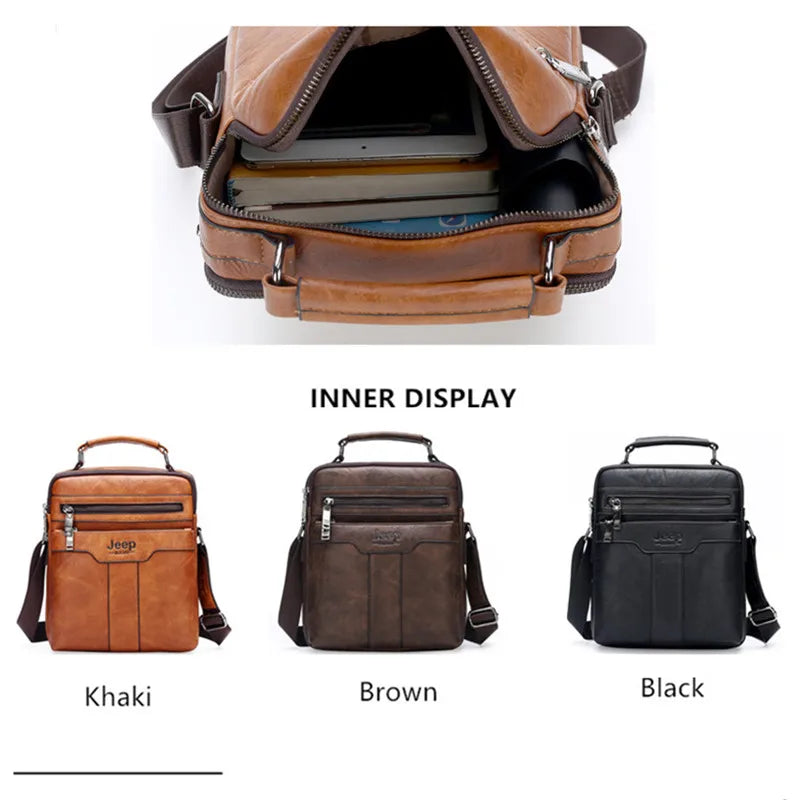 JEEP BULUO Hot Men's Crossbody Shoulder Bags Split Leather Handbag Fashion Business Man Messenger Bag High quality Tote