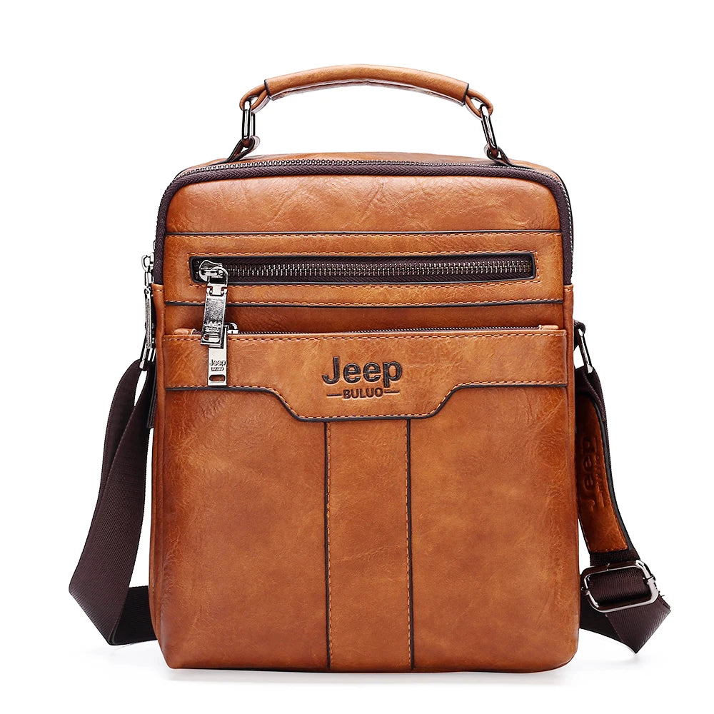 JEEP BULUO Hot Men's Crossbody Shoulder Bags Split Leather Handbag Fashion Business Man Messenger Bag High quality Tote