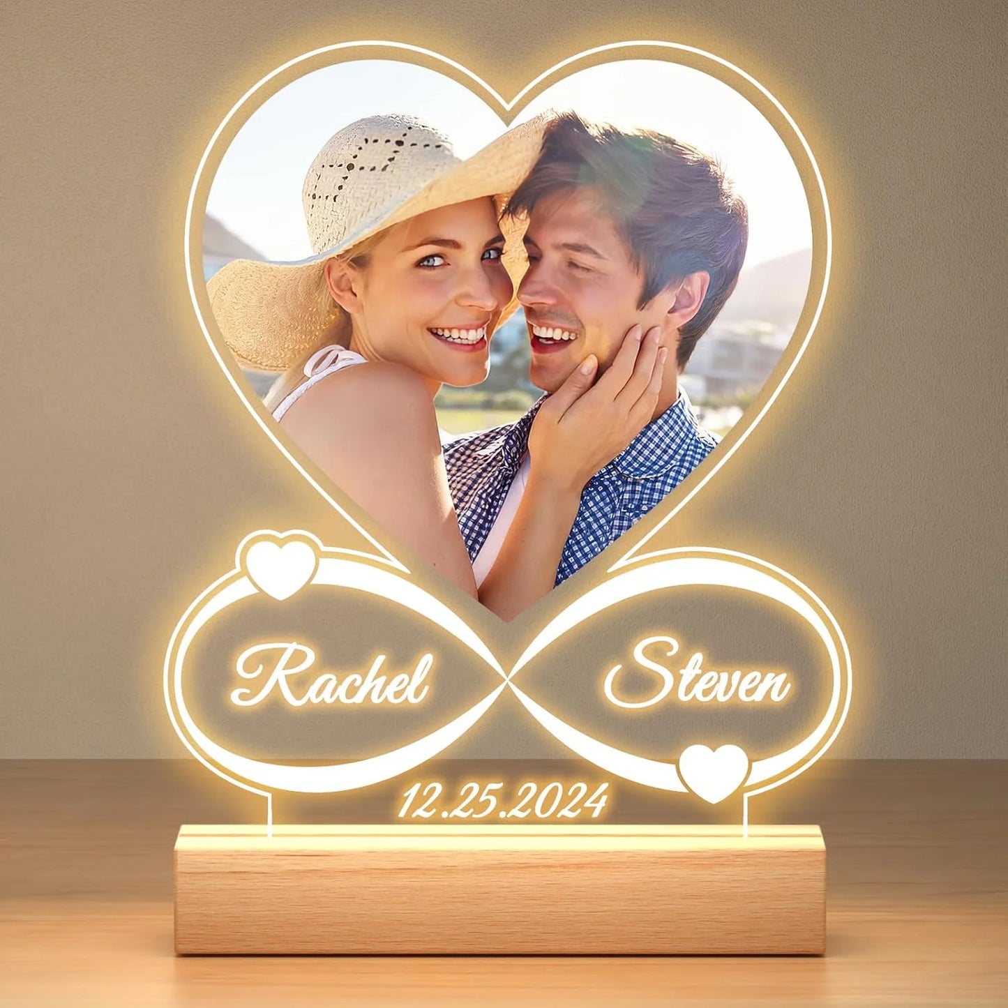 Personalized Photo Night Light Customized Picture&Text Bedroom Night Light Anniversary Birthday Christmas Valentine's Day Gift