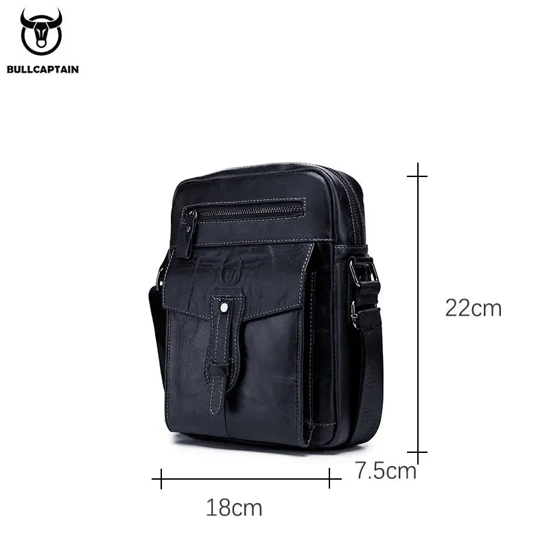 BULLCAPTAIN Retro Leather Messenger Bag Men's Casual Shoulder Bags Men's Flip Bag's Luxury Brand Fashion Business Bags'