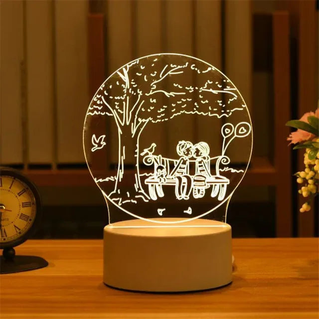 Romantic Love 3D Acrylic Led Lamp for Home Children's Night Light Table Lamp Christmas Party Decor Valentine's Day Bedside Lamp