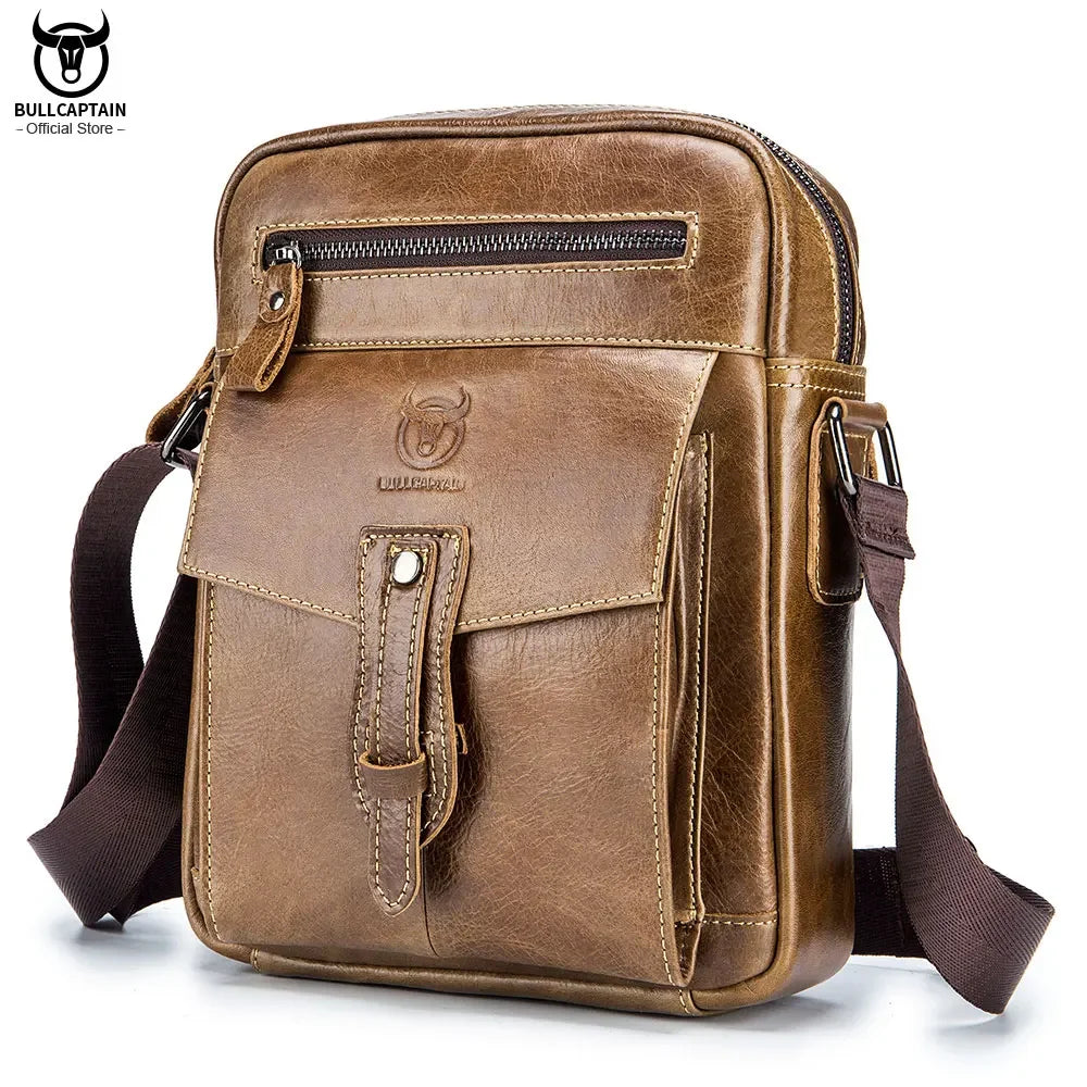 BULLCAPTAIN Retro Leather Messenger Bag Men's Casual Shoulder Bags Men's Flip Bag's Luxury Brand Fashion Business Bags'