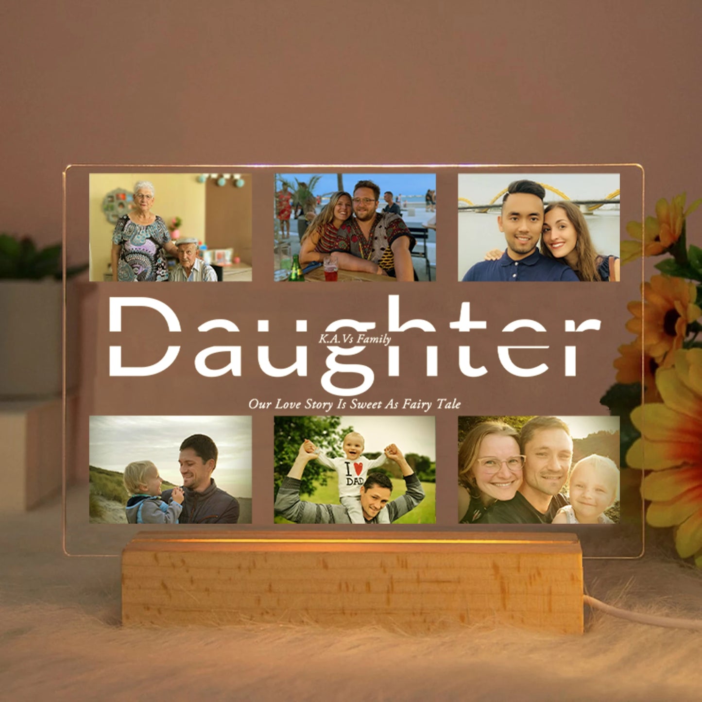 Personalized Custom Photo Text 3D Acrylic Lamp Customized Bedroom NightLight for MOM DAD LOVE Family Birthday Christmas Day Gift