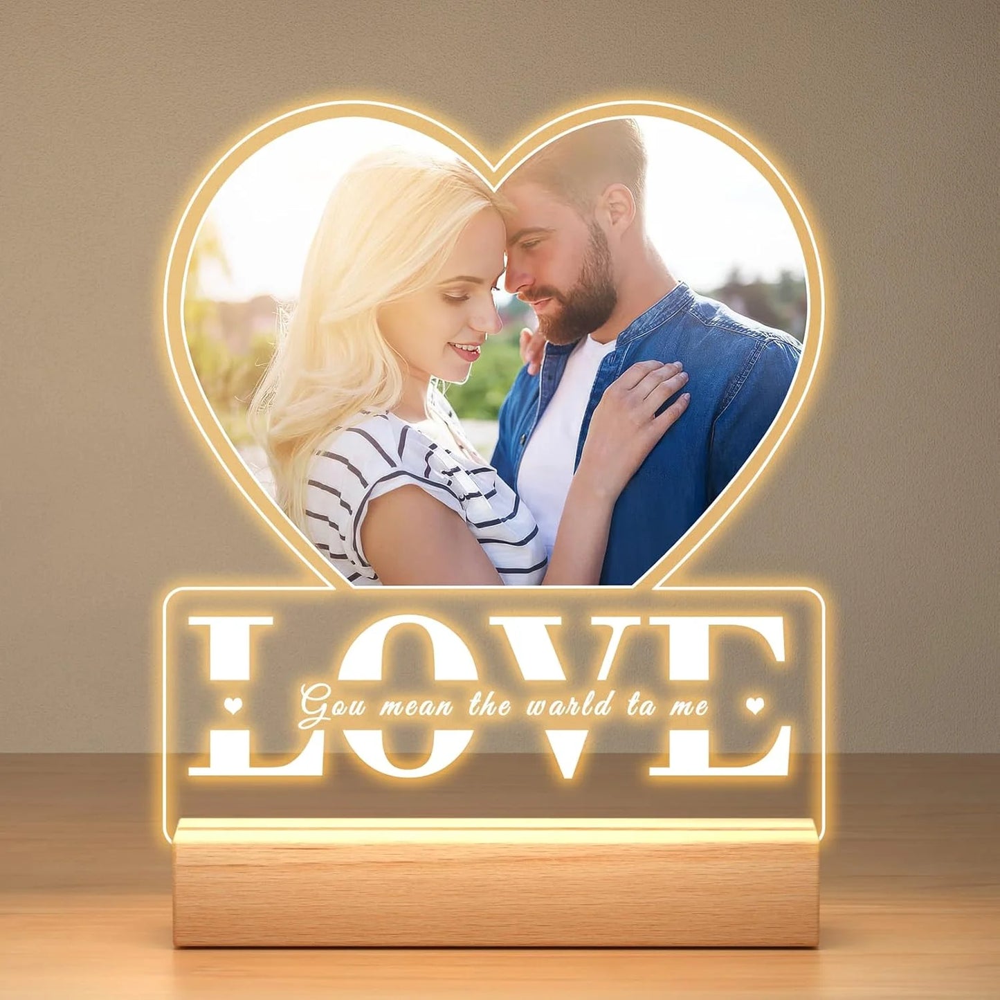 Personalized Photo Night Light Customized Picture&Text Bedroom Night Light Anniversary Birthday Christmas Valentine's Day Gift