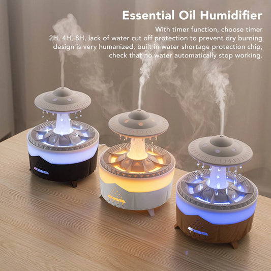 Essential Oil UFO Raindrop Humidifier with Colorful Lights Remote Control Timing Humidifier Aroma Humidifier 100‑240V