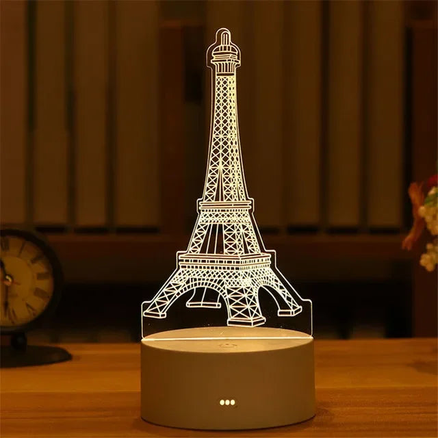 Romantic Love 3D Acrylic Led Lamp for Home Children's Night Light Table Lamp Christmas Party Decor Valentine's Day Bedside Lamp