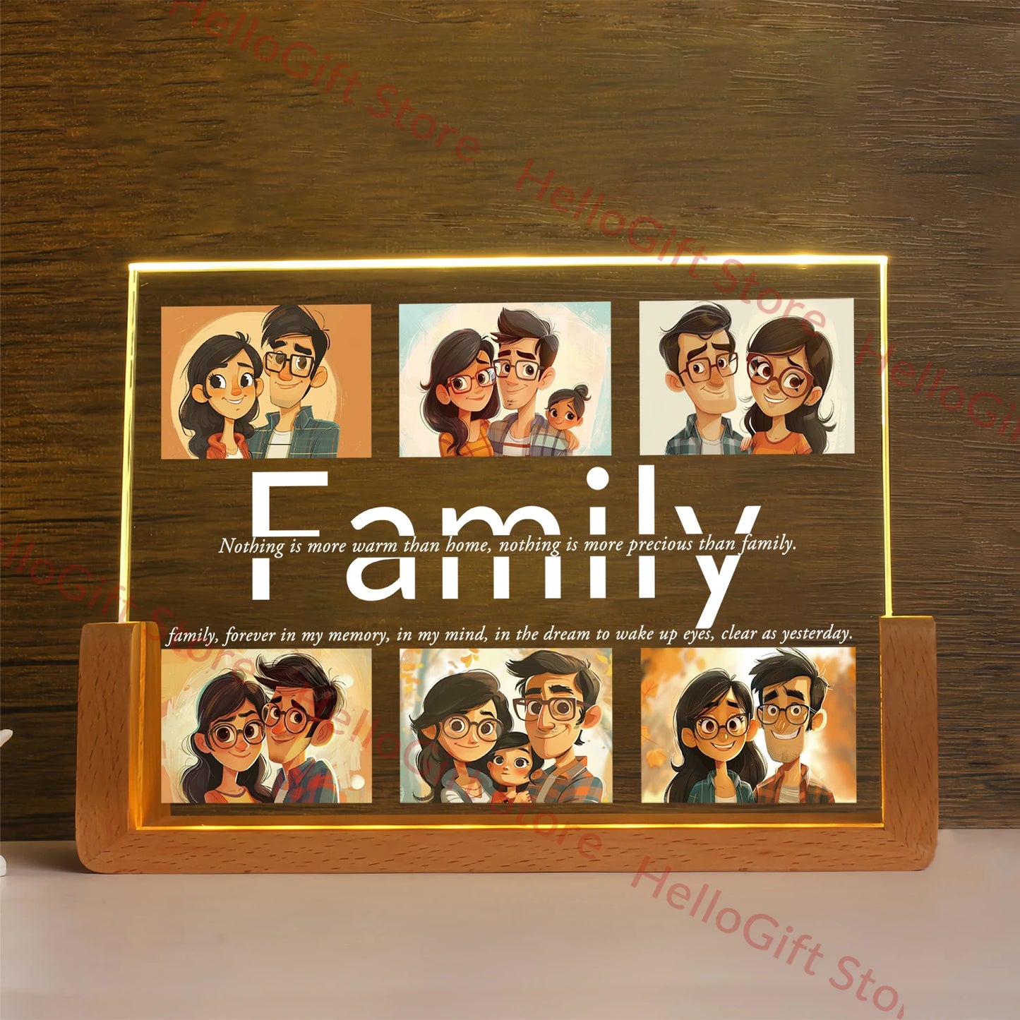 Personalized Custom Photo Text 3D Acrylic Lamp Customized NightLight for MOM DAD LOVE Family Friend Birthday Festival Day Gift