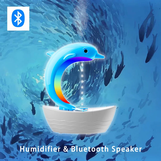 Blue Dolphin Anti Gravity Water Droplet Humidifier Bluetooth Speaker, Colorful lights,   -for Home Deco, Gift