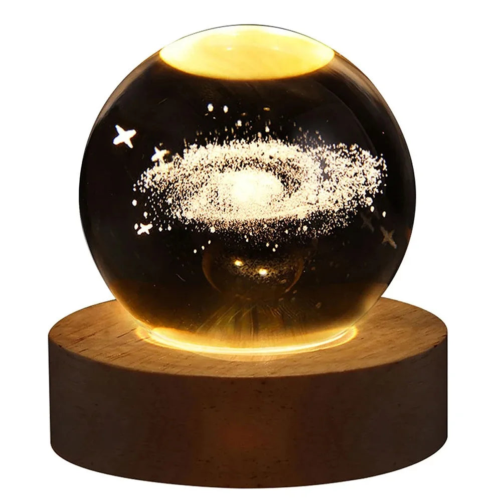 Unique 3D Crystal Ball Lamp with Galaxy and Planetary Projections USB Night Light for Cozy Atmosphere plasma ball