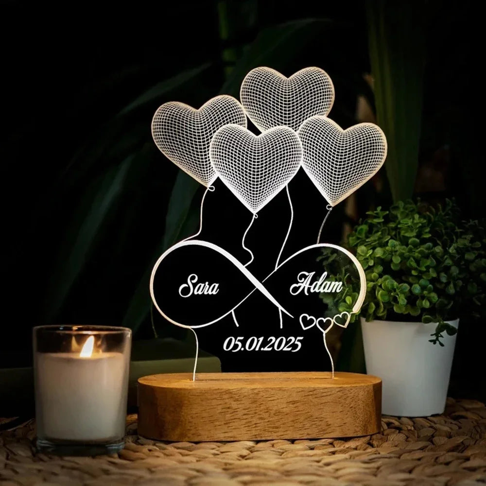 Personalized 3D Photo Lamp Custom Photo And Text Customized Valentine's Day Wedding Anniversary Birthday 3D Night Light Gifts