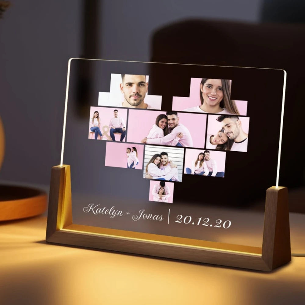 Personalized 3D Photo Lamp Customized Photo Text Custom Bedroom Night Light Valentine's Day Wedding Anniversary Birthday Gift