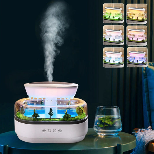 Aroma Humidifier Raindrop Landscape Air Humidifier With Night Light Desktop Fragrance Spray Essemtial Oil Diffuser Mist Maker