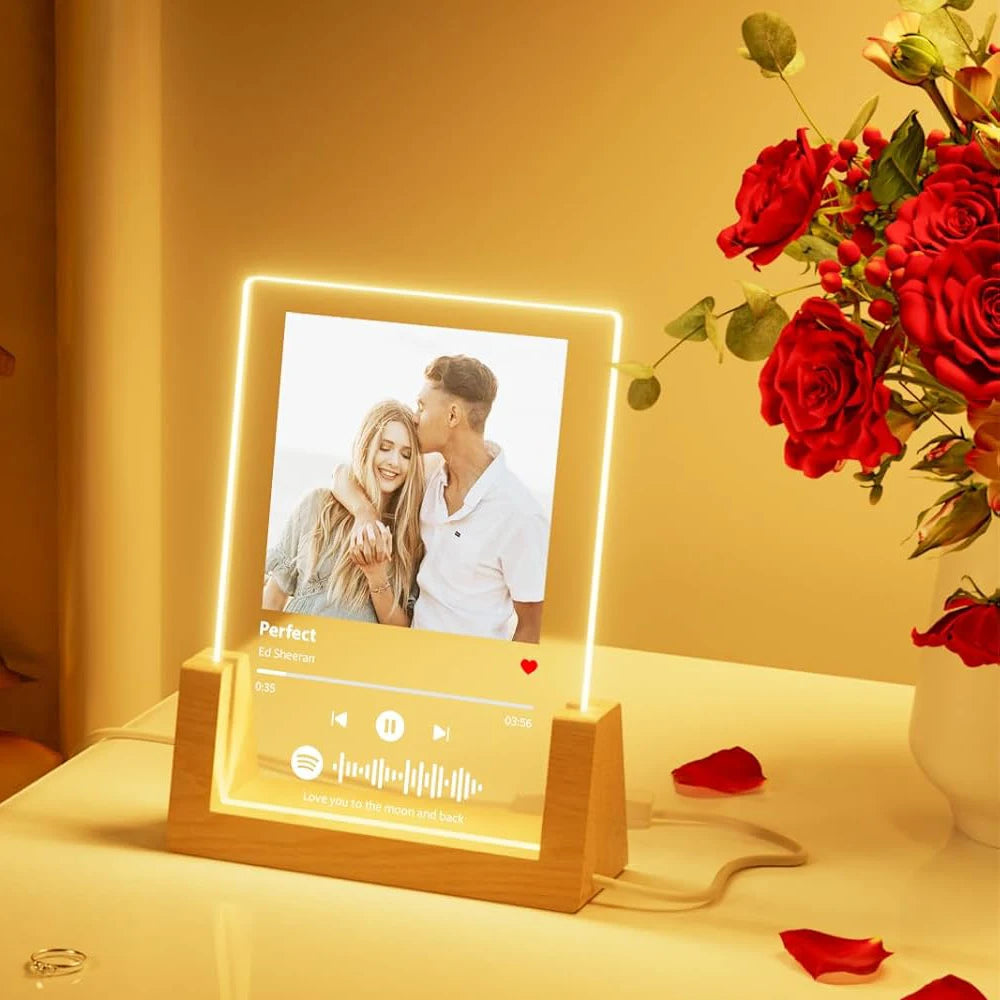 Valentine's Day DIY Acrylic Heart Picture Frame Photo Frame Personalized Anniversary Couples with LED Night Light Romantic Gifts