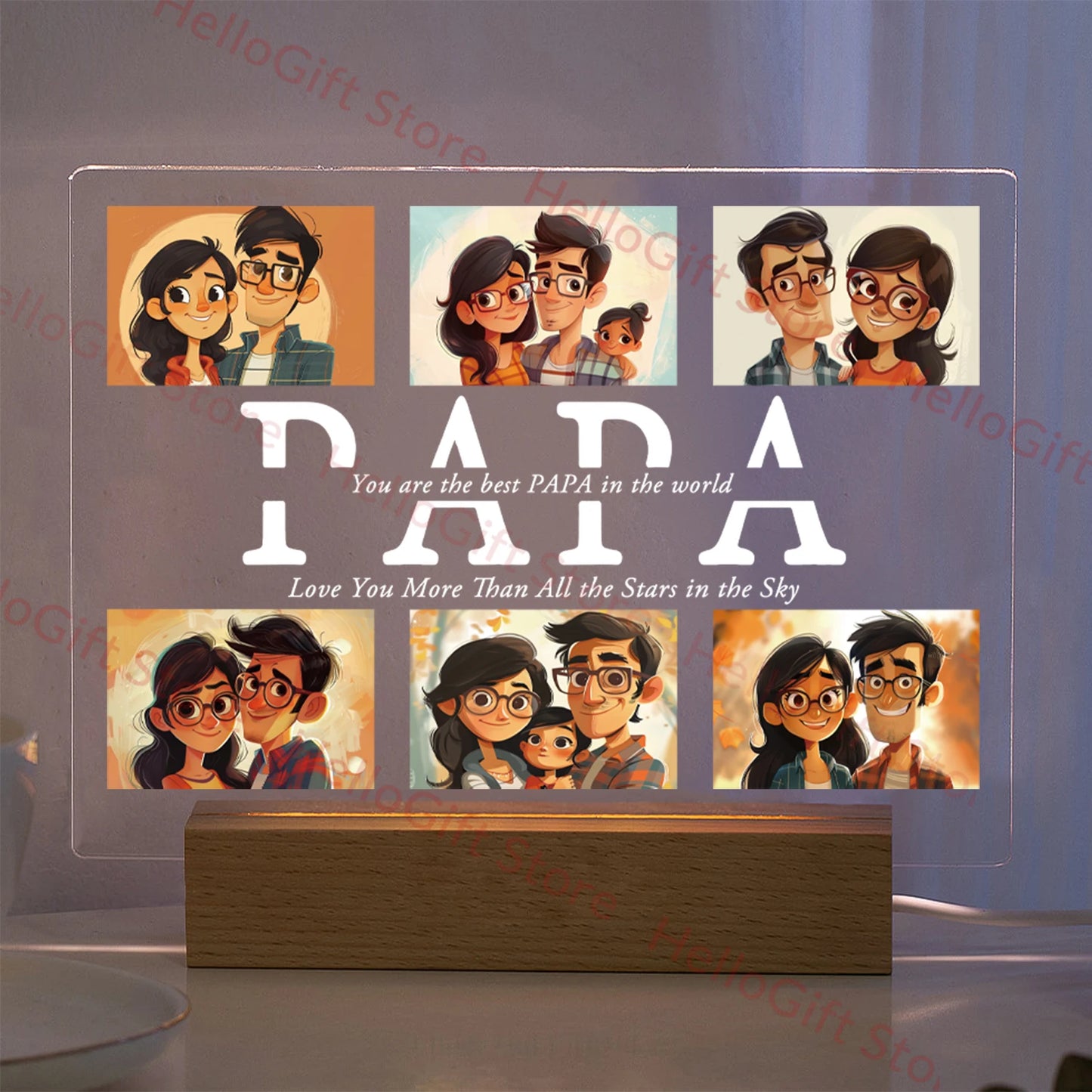 Personalized Custom Photo Text 3D Acrylic Lamp Customized Bedroom NightLight for MOM DAD LOVE Family Birthday Christmas Day Gift