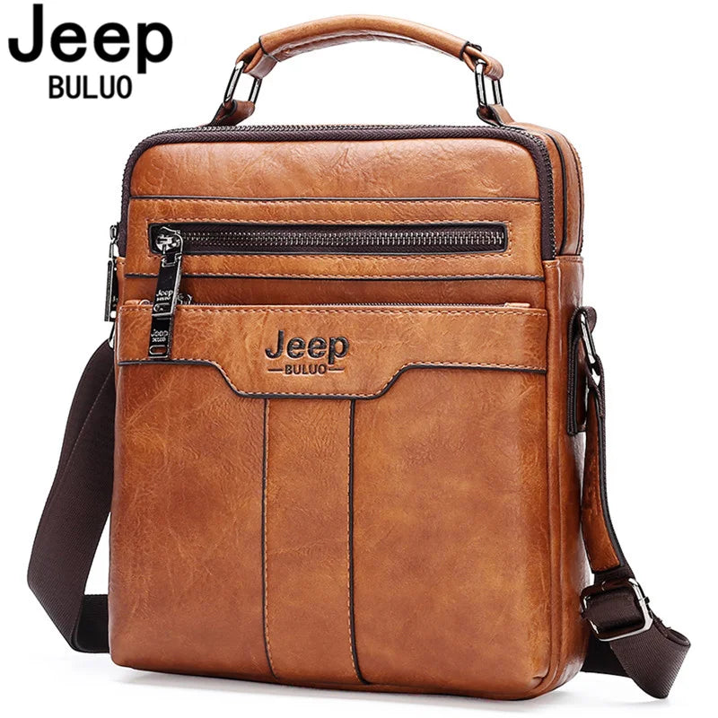 JEEP BULUO Hot Men's Crossbody Shoulder Bags Split Leather Handbag Fashion Business Man Messenger Bag High quality Tote