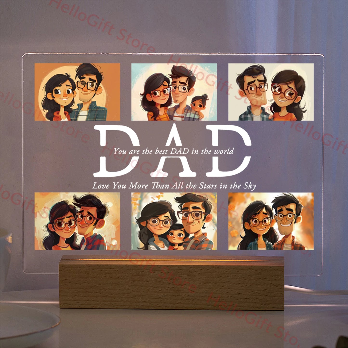 Personalized Custom Photo Text 3D Acrylic Lamp Customized Bedroom NightLight for MOM DAD LOVE Family Birthday Christmas Day Gift