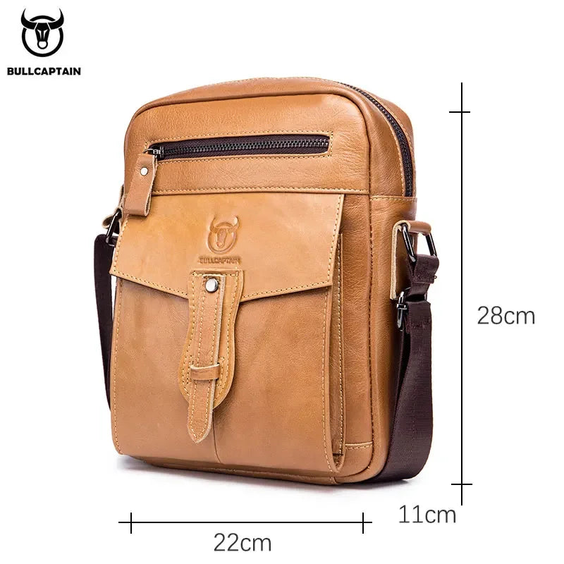 BULLCAPTAIN Retro Leather Messenger Bag Men's Casual Shoulder Bags Men's Flip Bag's Luxury Brand Fashion Business Bags'