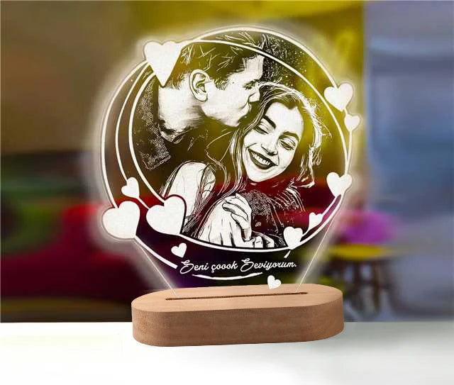 Personalized 3D Photo Lamp Custom Photo And Text Customized Valentine's Day Wedding Anniversary Birthday 3D Night Light Gifts