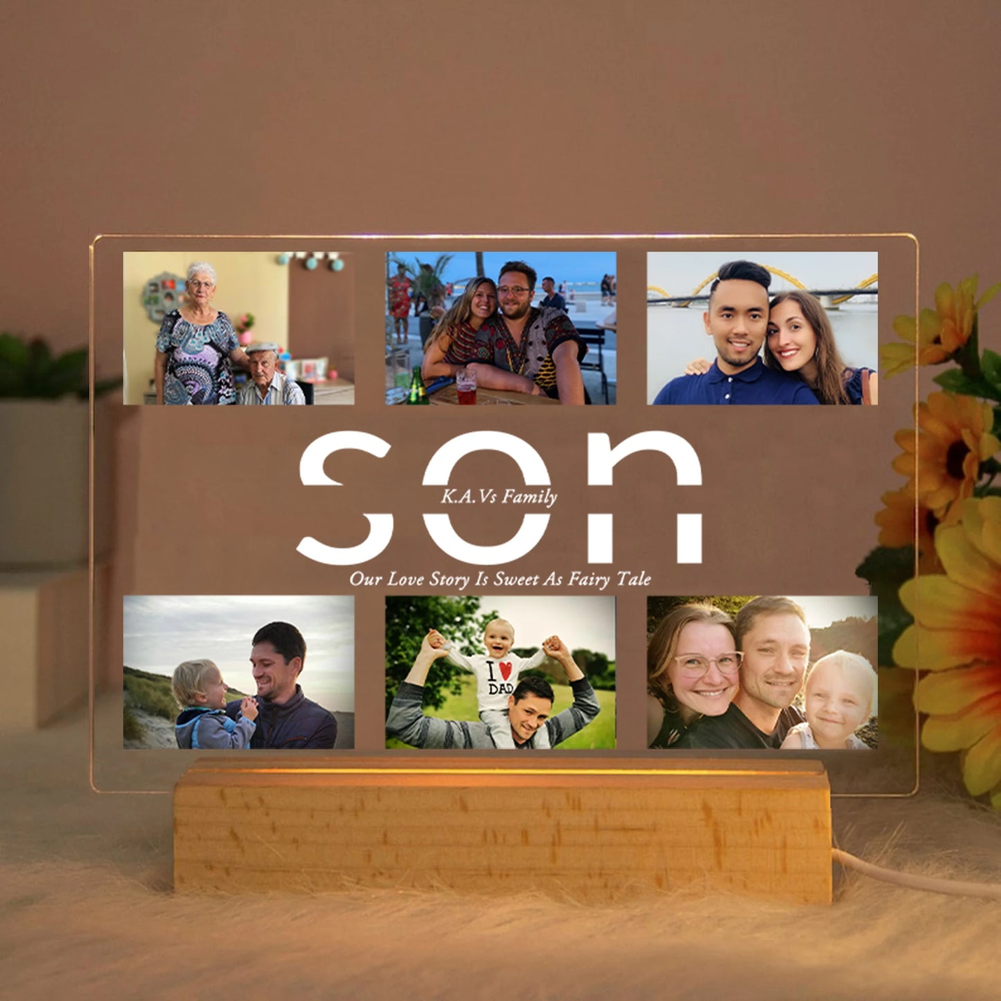 Personalized Custom Photo Text 3D Acrylic Lamp Customized Bedroom NightLight for MOM DAD LOVE Family Birthday Christmas Day Gift