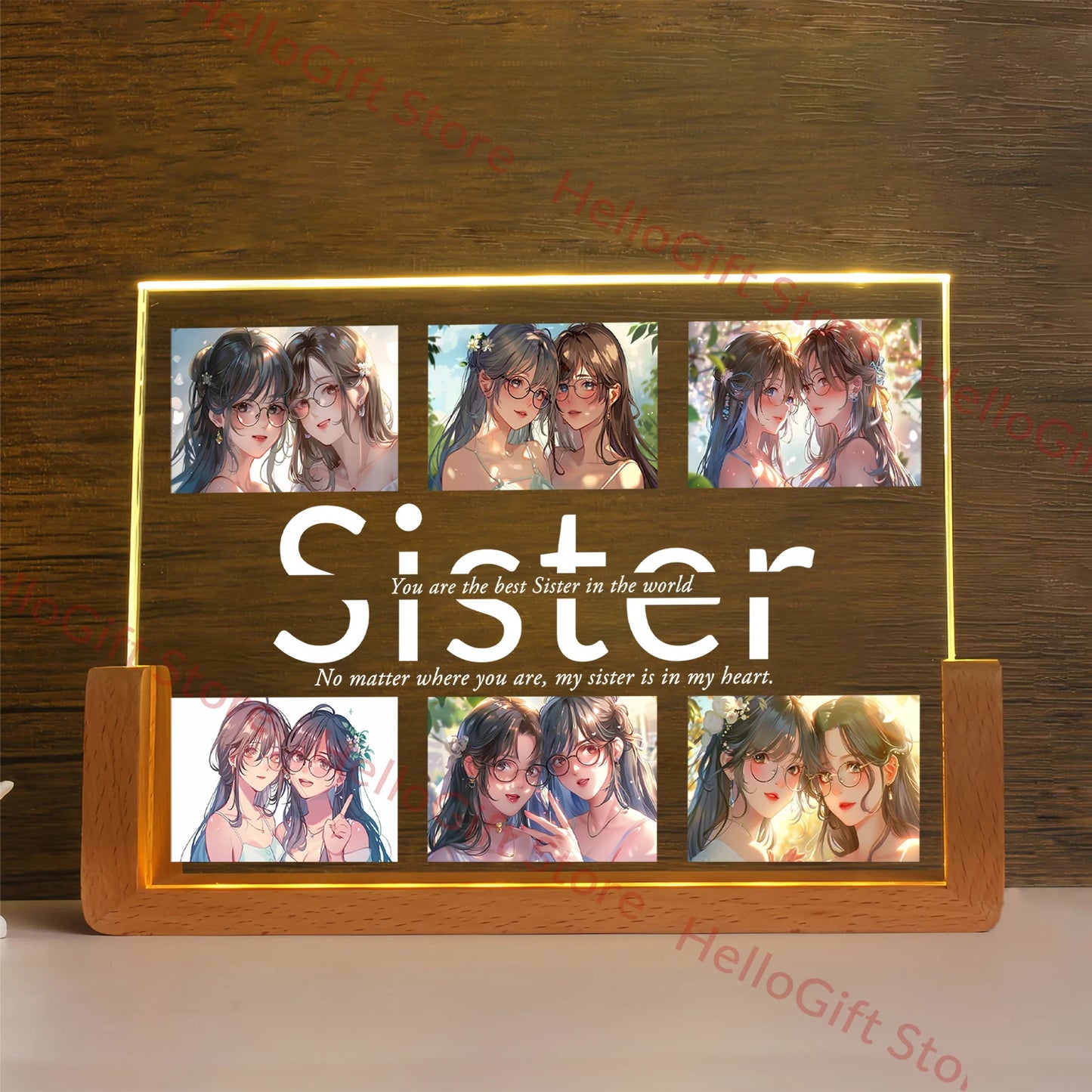 Personalized Custom Photo Text 3D Acrylic Lamp Customized NightLight for MOM DAD LOVE Family Friend Birthday Festival Day Gift