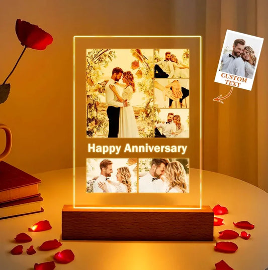 Personalized Anniversary Couples Gifts for Him & Her Custom Photo Frame with Night Light Personalized Picture Frame with Photo