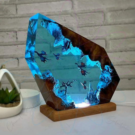 Fire and Ice Dragon Resin Lamp 3D Dragon Desk Lamp Game of Thrones Dragon Home Decoration Valentine's Day Gift