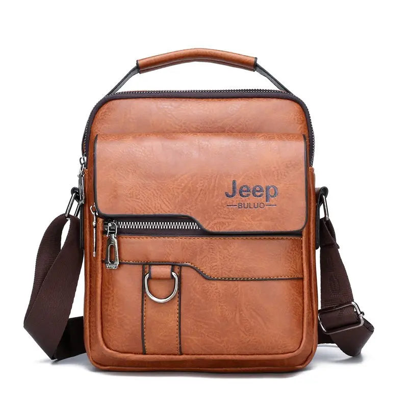 JEEP BULUO Crossbody Messenger Bags Business Casual Handbag Brand Shoulder New High Quality Leather For Men Business Casual Fash