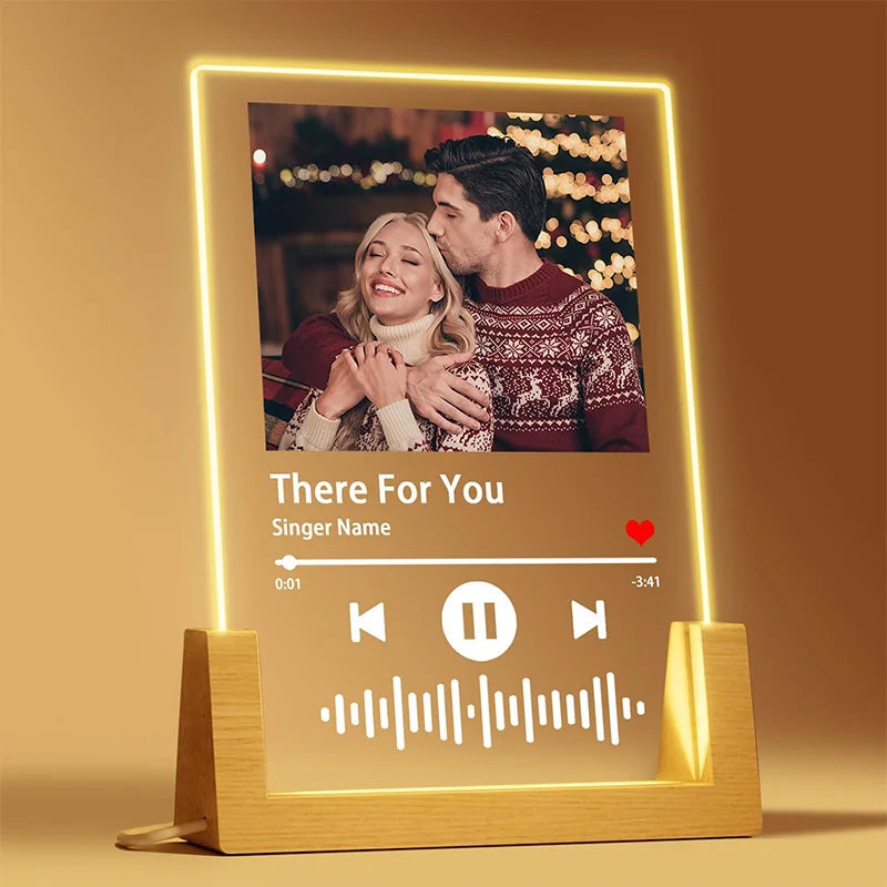 Personalized Couple Plaque, Custom Photo LED Night Light, Valentines Day Gift, Gift For Boyfriend, Valentines Gift