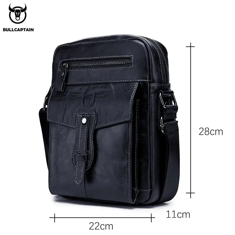 BULLCAPTAIN Retro Leather Messenger Bag Men's Casual Shoulder Bags Men's Flip Bag's Luxury Brand Fashion Business Bags'