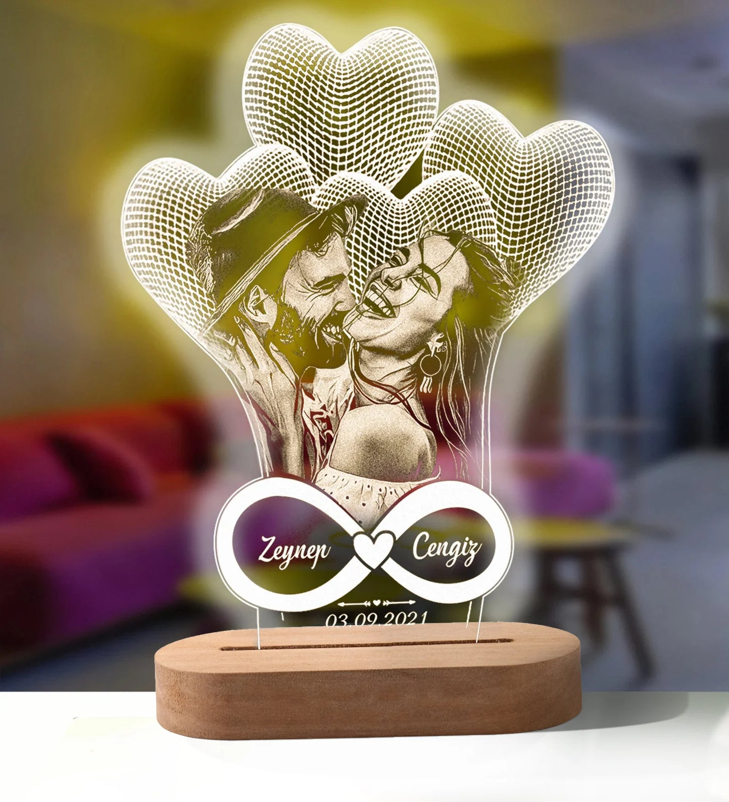 Personalized 3D Photo Lamp Custom Photo And Text Customized Valentine's Day Wedding Anniversary Birthday 3D Night Light Gifts