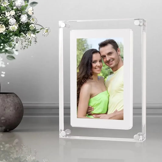 Acrylic Digital Photo Frame 5 Inch 1000mAh IPS Screen 2G Memory Volume Button Speaker Type C Cut Gift for Loved Porta Retrato