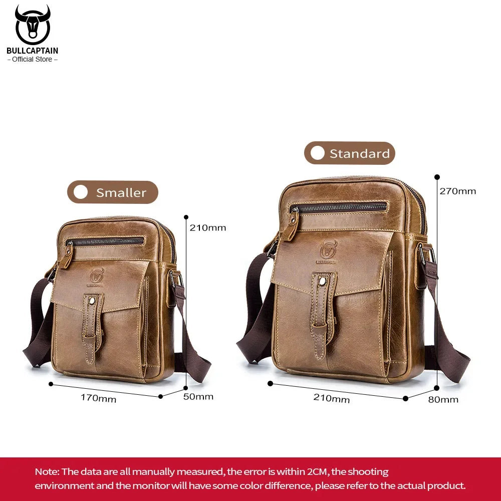 BULLCAPTAIN Retro Leather Messenger Bag Men's Casual Shoulder Bags Men's Flip Bag's Luxury Brand Fashion Business Bags'