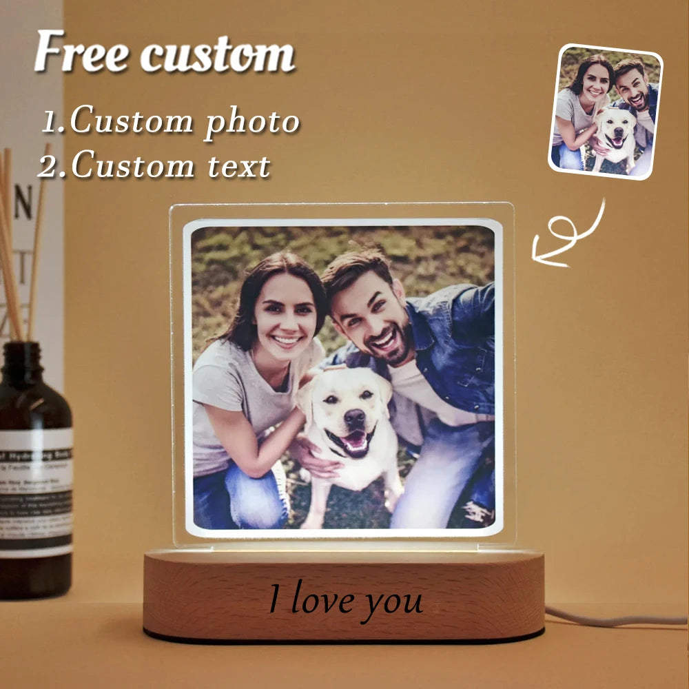 Personalized 3D Photo Lamp Custom Photo And Text Customized Valentine's Day Wedding Anniversary Birthday 3D Night Light Gifts