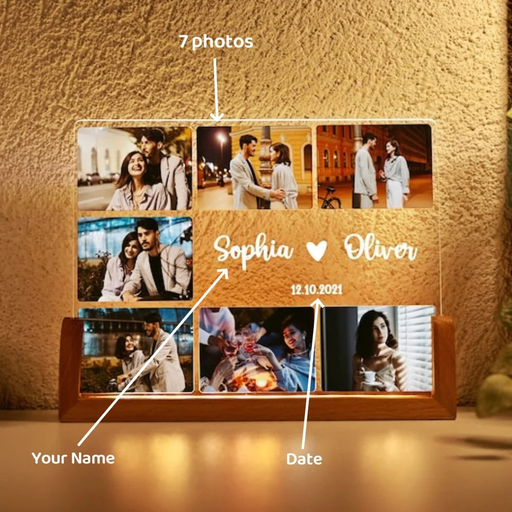 Personalized 3D Photo Lamp Customized Photo Text Custom Bedroom Night Light Valentine's Day Wedding Anniversary Birthday Gift