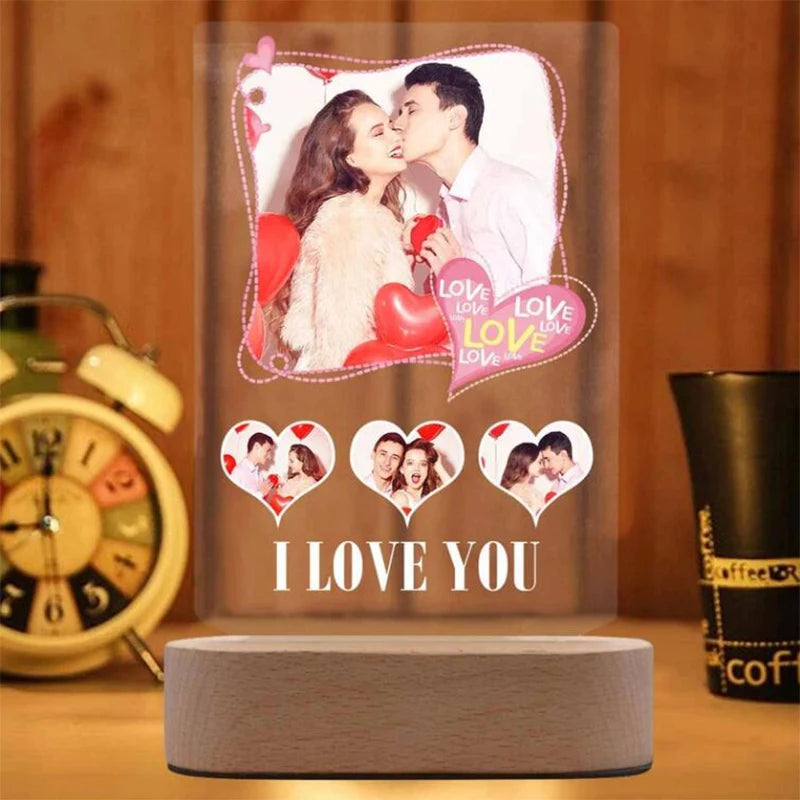 Personalized Anniversary Couples Gifts for Him & Her Custom Photo Frame with Night Light Personalized Picture Frame with Photo