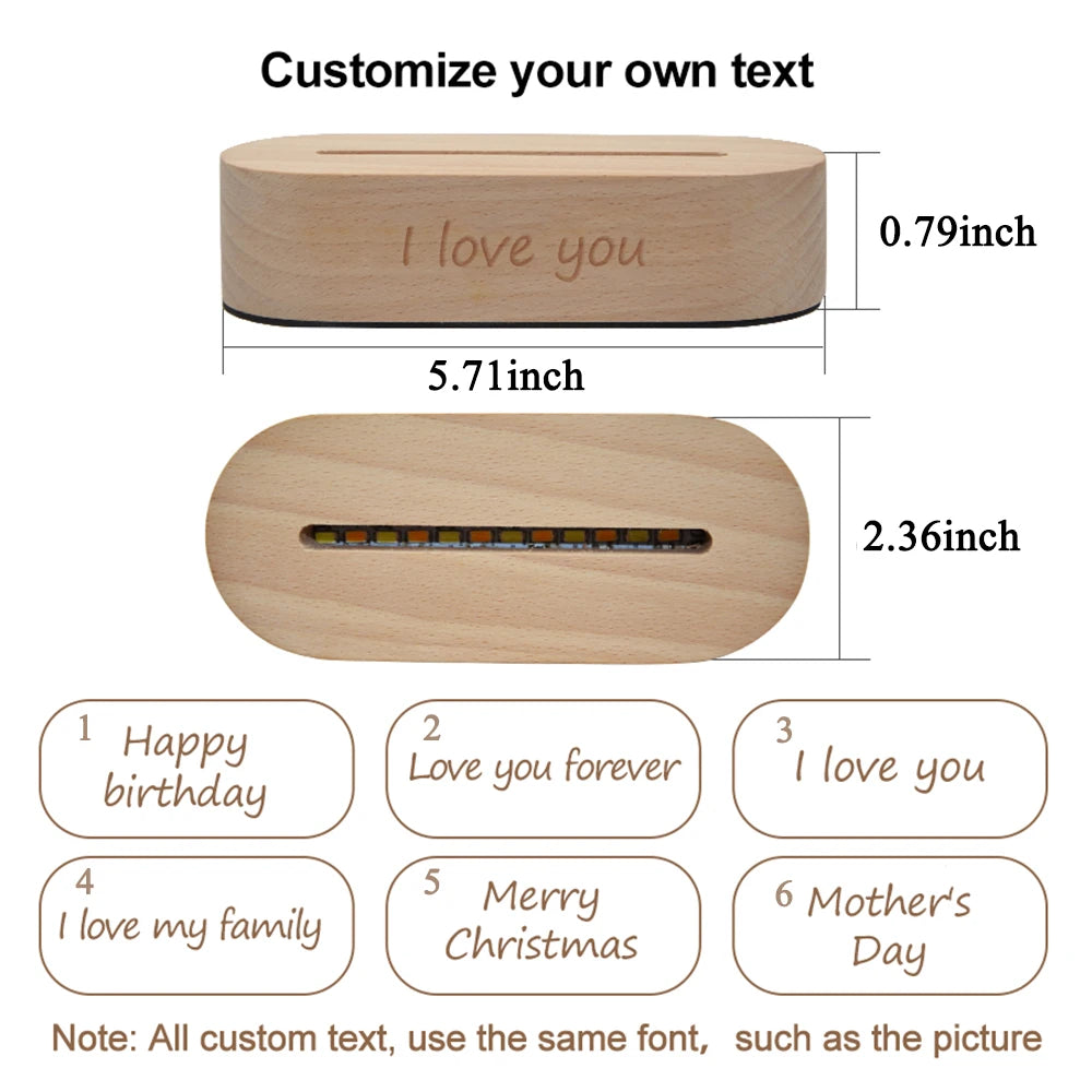 Personalized 3D Photo Lamp Custom Photo And Text Customized Valentine's Day Wedding Anniversary Birthday 3D Night Light Gifts