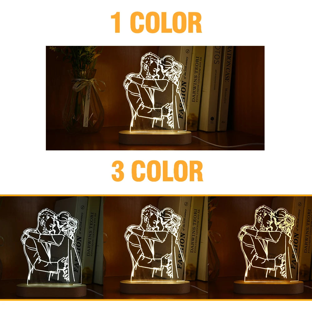 Personalized 3D Photo Lamp Custom Photo And Text Customized Valentine's Day Wedding Anniversary Birthday 3D Night Light Gifts