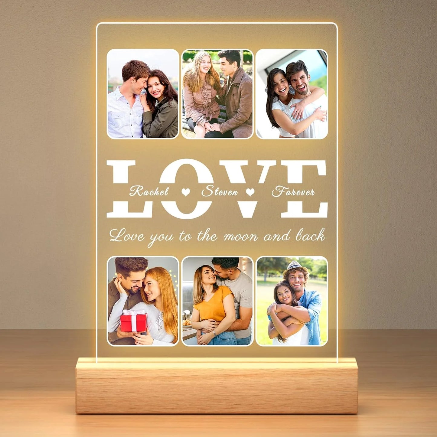 Personalized Photo Night Light Customized Picture&Text Bedroom Night Light Anniversary Birthday Christmas Valentine's Day Gift