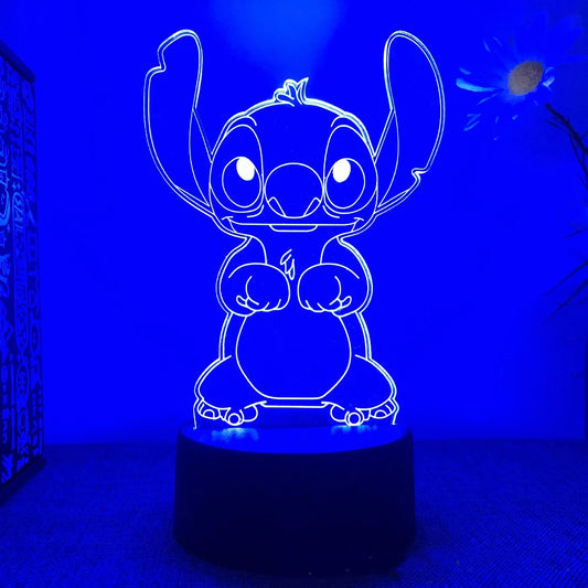 Hot toys Lilo & Stitch 3D Night Light 7/16 Color Changing Light Acrylic Board Bedroom Decoration Touch Remote Control Light Gift