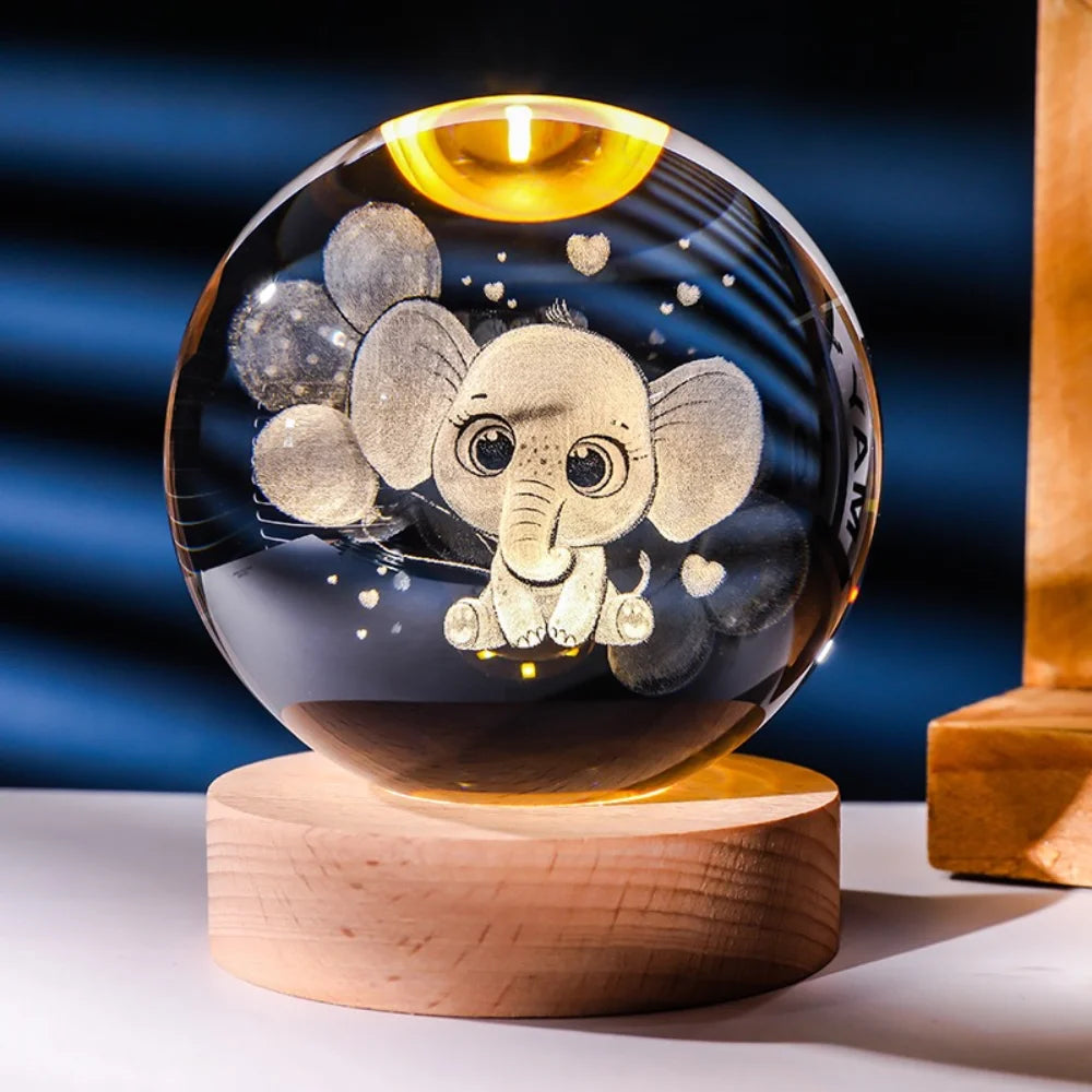 LED Night Light Pokémon Stitch 6cm Crystal Ball Children Night Lamp Bedroom Ambient Light Creative Gift Night Light