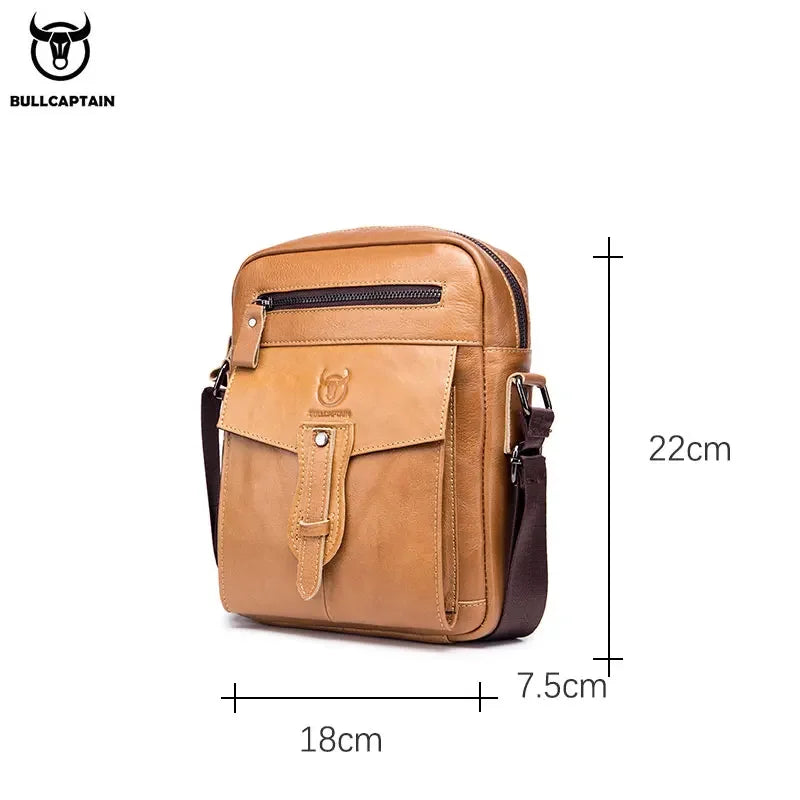 BULLCAPTAIN Retro Leather Messenger Bag Men's Casual Shoulder Bags Men's Flip Bag's Luxury Brand Fashion Business Bags'