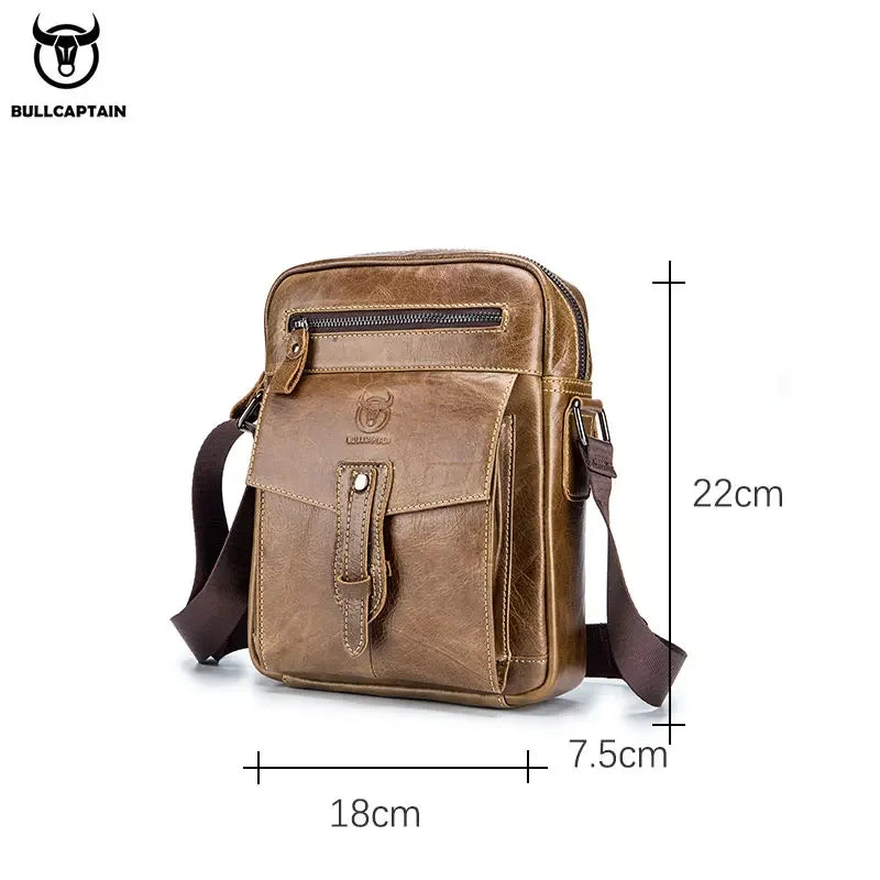 BULLCAPTAIN Retro Leather Messenger Bag Men's Casual Shoulder Bags Men's Flip Bag's Luxury Brand Fashion Business Bags'