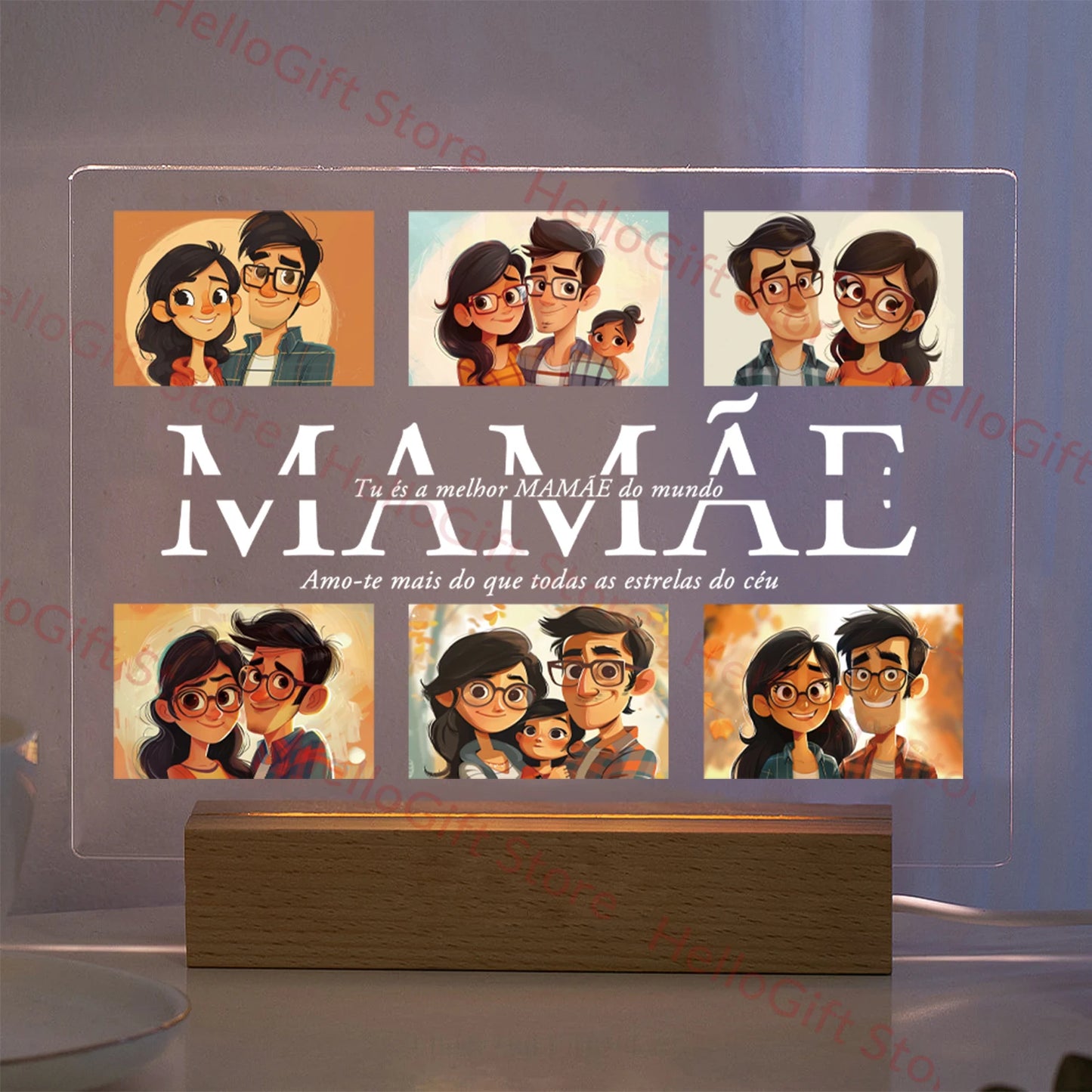 Personalized Custom Photo Text 3D Acrylic Lamp Customized Bedroom NightLight for MOM DAD LOVE Family Birthday Christmas Day Gift