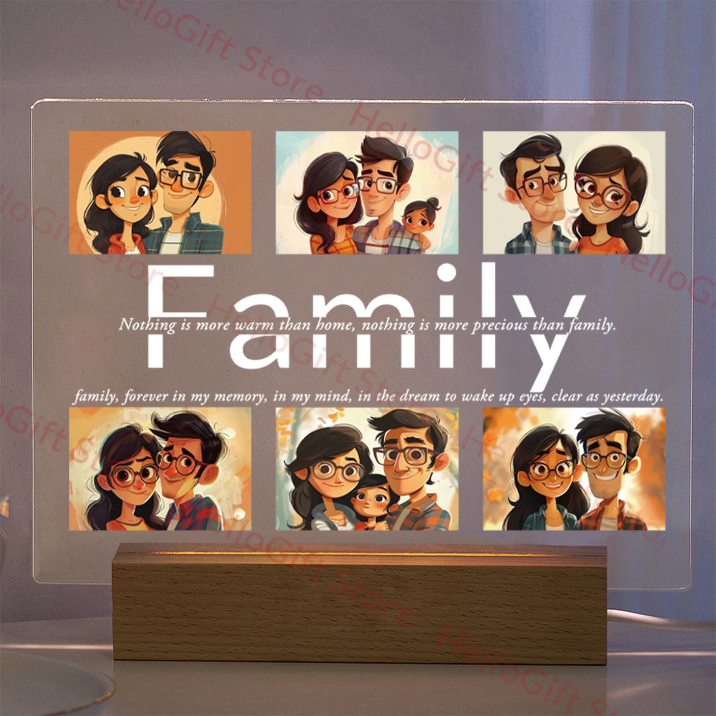 Personalized Custom Photo Text 3D Acrylic Lamp Customized Bedroom NightLight for MOM DAD LOVE Family Birthday Christmas Day Gift