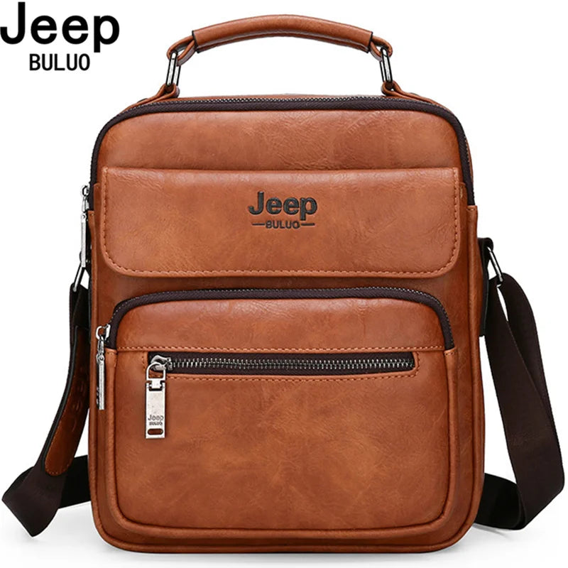 JEEP BULUO Men's Handbags Famous Brand Big Size Man Leather Crossbody Shoulder Messenger Bag For 9.7 inch iPad Casual Business